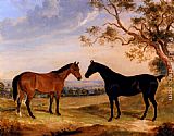 Mares Canvas Paintings - Two Mares In A Landscape